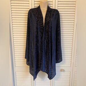 New Blue Velvet Burnout Kimono Womens Size XL Whimsigoth Artsy Boho Floral